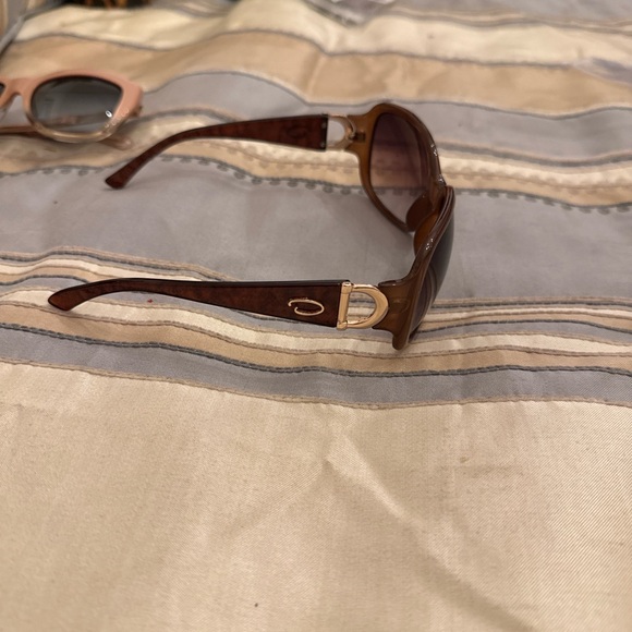 Oscar de la Renta Brown Gradient Sunglasses Gold Tone Hardware pre-owned main image 9